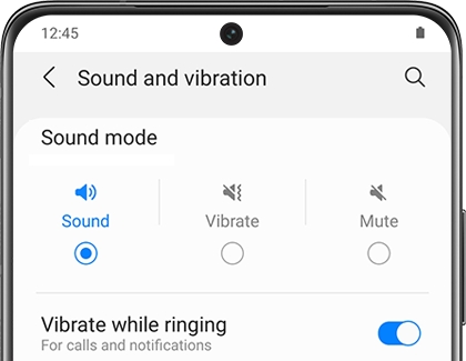 Sound and vibration settings in the Galaxy Wearable app