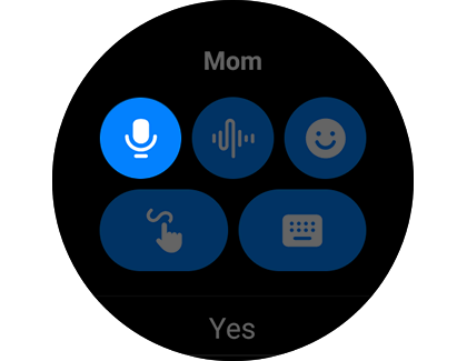Voice input icon highlighted on a Galaxy smart watch