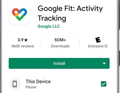 Google Fit install screen in the Play Store