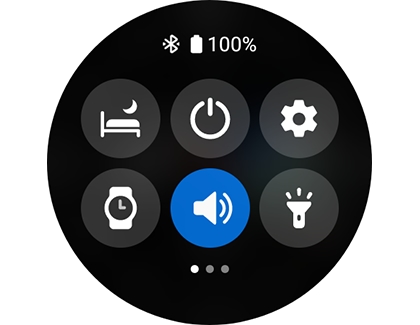 Smart watch displaying the Quick panel and its icons