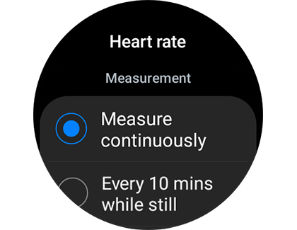 Measure continuously chosen on a Galaxy watch