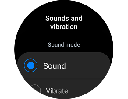 Sound and vibration settings on a Samsung Galaxy Watch
