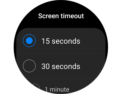 Screen timeout setting with 15 seconds chosen