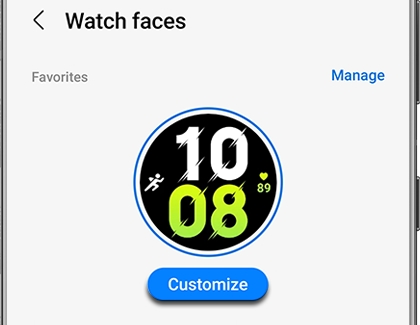 Customize highlighted in the Galaxy Wearable app