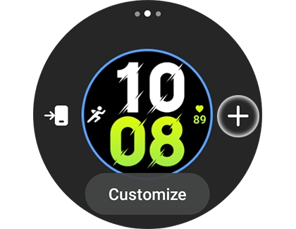 Add icon highlighted on a Samsung smart watch