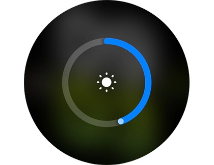 Brightness setting screen set to half on a Samsung smart watch