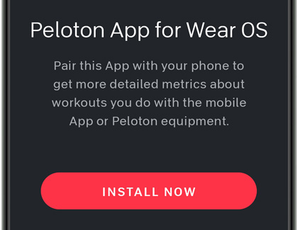 Peloton app Install Now button on a Galaxy phone