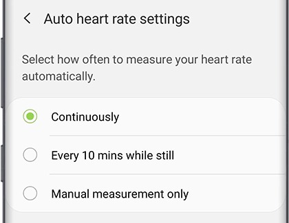  Auto HR settings in Galaxy Wearable app