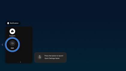 Edit option highlighted in the quick settings section of the Samsung MovingStyle menu.