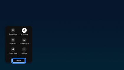 Done button highlighted at the bottom of the Samsung MovingStyle Quick Settings panel.