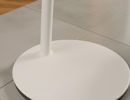 Samsung MovingStyle round white stand base connected with a floor stand.