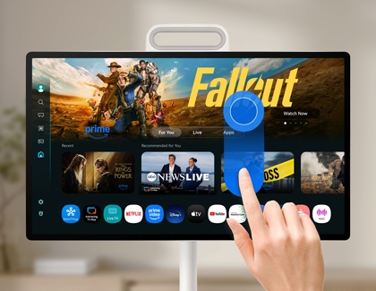 Graphic showing a finger performing a long press and drag gesture on the screen.