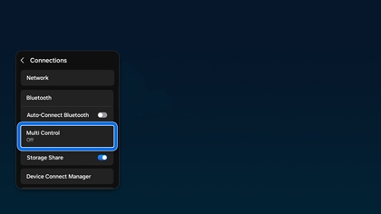 Connections settings menu showing the Multi Control option enabled.