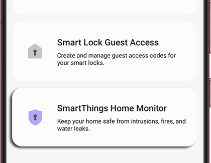 SmartThings Home Monitor highlighted in the SmartThings app