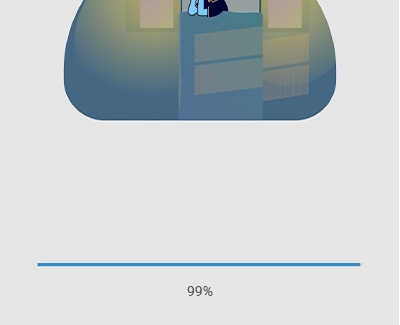 Screenshot of hub frozen at 99%