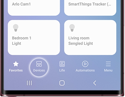 Devices tab selected in the SmartThings app