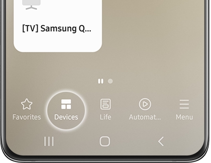 Devices icon highlighted on the SmartThings home screen