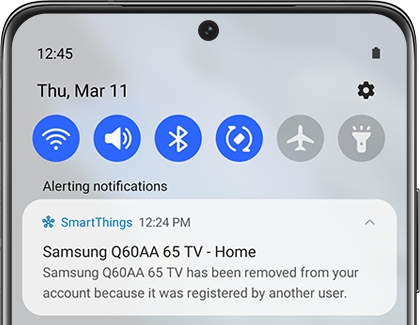 Notification stating a device has been removed from your SmartThings account