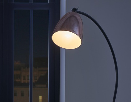 Lamp with Samsung Smart Bulb switched on