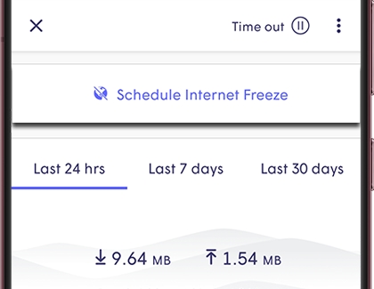 Schedule Internet Freeze option highlighted in the Plume app