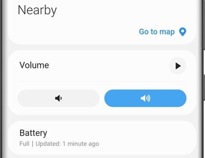 SmartTag user interface in the SmartThings app displaying full battery