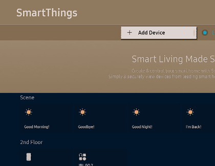Add Device highlighted on a Samsung TV