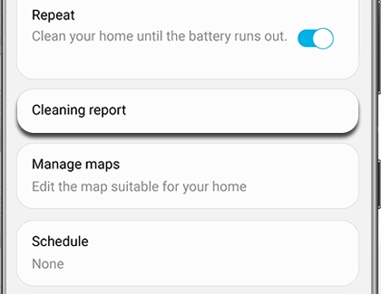 Cleaning report highlighted in the SmartThings app for Jet Bot