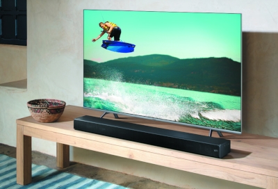 A Samsung TV paired with a soundbar using Bluetooth