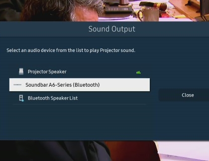 Soundbar highlighted under Sound Output on the Freestyle