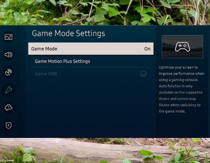 Game Mode switched On with a Samsung TV