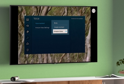 Samsung TV with Voice Assistant screen open