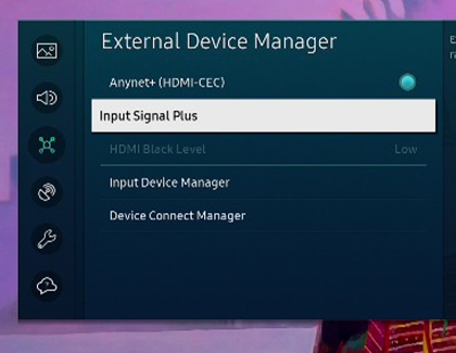 Input Signal Plus menu highlighted