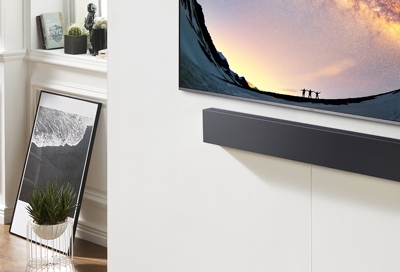 A Bluetooth soundbar connected to a Samsung TV