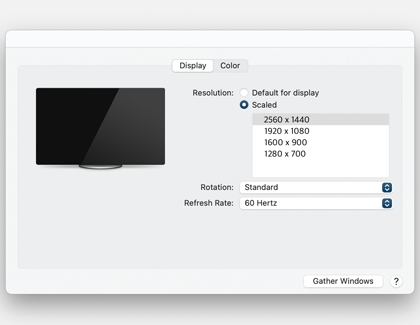 Display settings in iMac with Scaled chosen