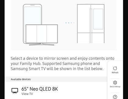 Family Hub displaying available devices