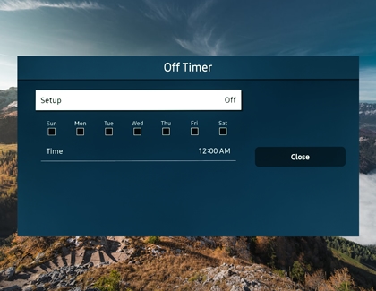Setup screen for the Off Timer