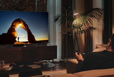 A Samsung TV displayed in a living room