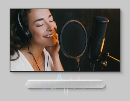 Samsung S Series soundbar infront of the tv