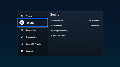 Sound highlighted in All Settings