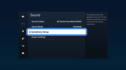 Q-Symphony Setup highlighted in Sound settings