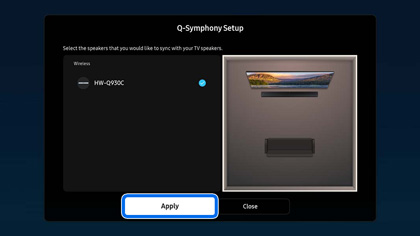 Apply highlighted in Q-Symphony Setup screen