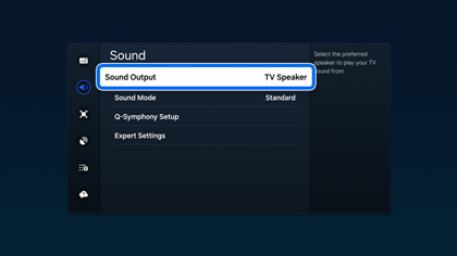 Sound Output highlighted in Sound settings