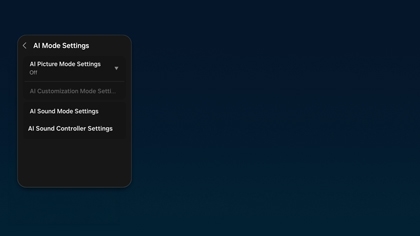 A Samsung TV screen showing the AI Mode Settings menu.