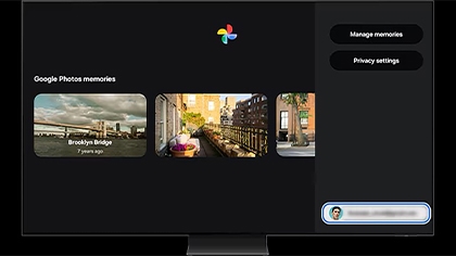 A Samsung Smart TV screen displaying account.
