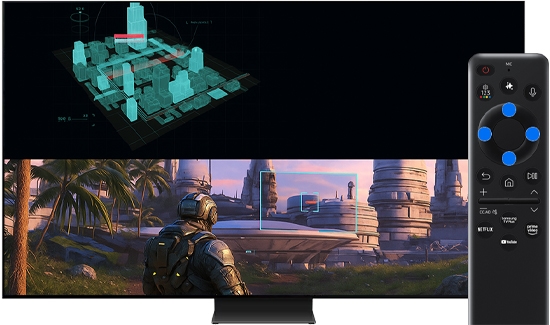 Using the 4-way directional button on the remote to move the Minimap Zoom position on a TV.