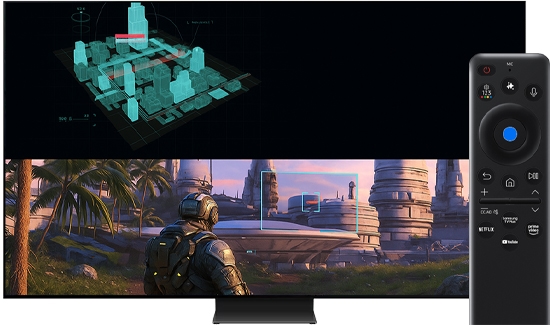 Using the Select button on the remote to choose the size of the Minimap Zoom area on a TV.