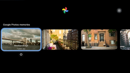 Google Photos memories on a Samsung Smart TV screen.