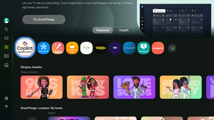Copilot app selected on the Samsung TV screen.