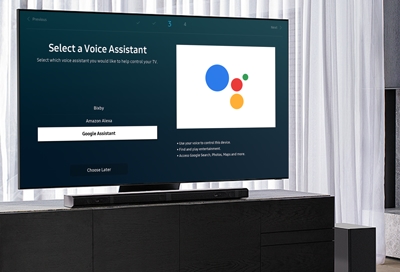 Samsung QLED TV with Google Assistant voice setup