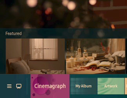 Cinemagraph option selected on Ambient mode on TV